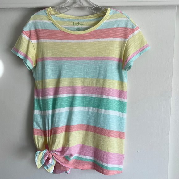 Lilly Pulitzer Lazy Days Stripe Short Sleeve Glin Cotton Scoop T Shirt Top  XS - Picture 12 of 12